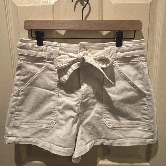 Veronica Beard White High Rise Tie Waist Shorts Size 29 Designer Summer Resort - Picture 2 of 6